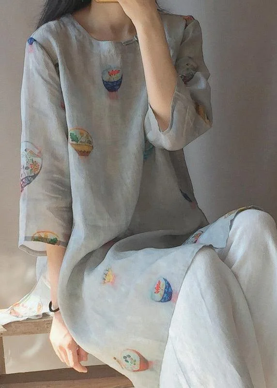 Off-the-shoulder women's topsModern O Neck Half Sleeve Clothes Shape Print Shirt