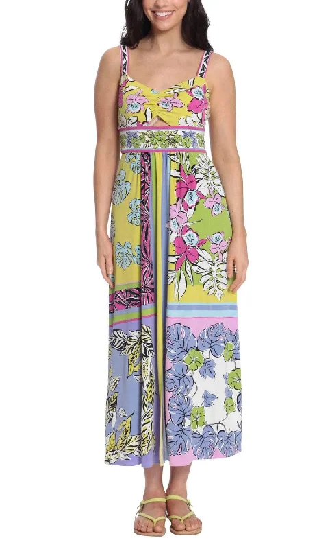 Synthetic dresses for budget-friendly optionsLondon Times T6208M - Floral Sleeveless Long Dress