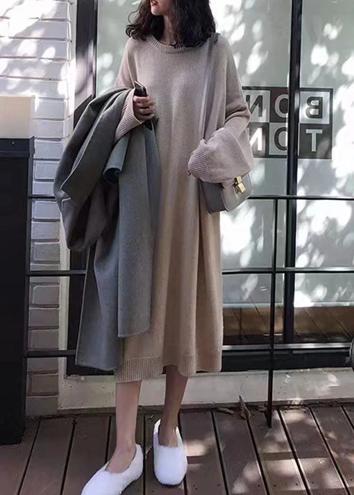 Affordable women's sweaterPullover pink Sweater dresses Quotes o neck fall knitted dress