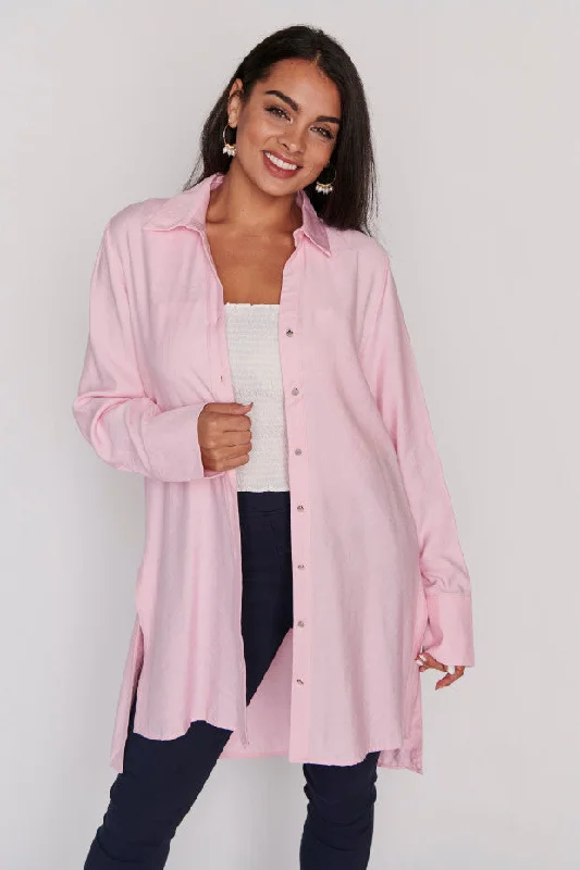 Camo print women's topsDarcy Pink Long Shirt