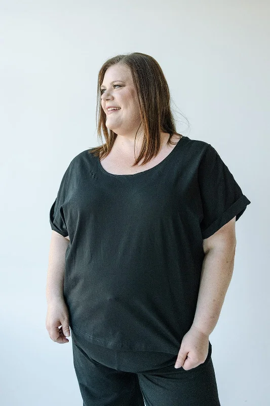 Pastel women's topsCUFFED LOUNGE SHIRT IN BLACK