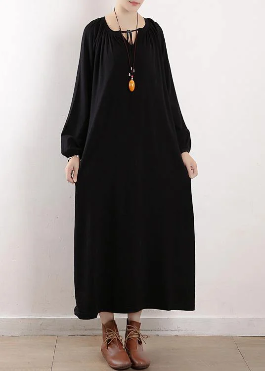 Luxury women's sweaterWomen black Sweater dresses plus size o neck Cinched oversized fall knitwear
