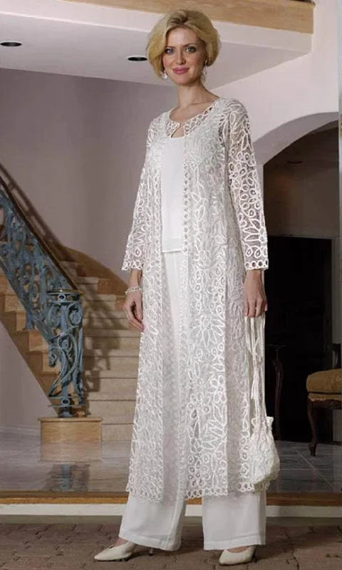 women's suit sets with high-slit skirtsSoulmates C12605 - Beaded Handmade Crochet Duster Dress Set