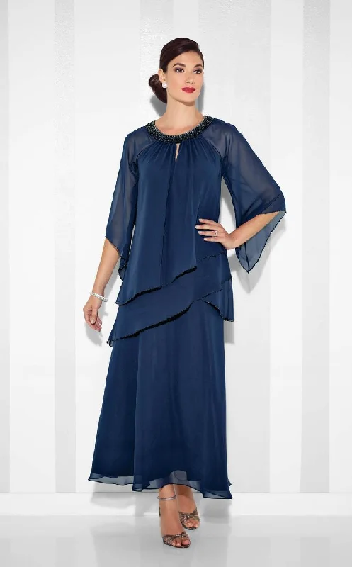 women's suit sets for cocktail partiesMon Cheri 117625 Asymmetrically Layered Three-Piece Chiffon Set