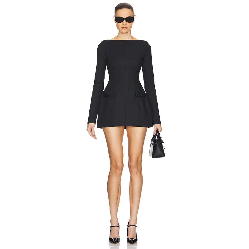 Bohemian women's dressesLong Sleeve Plain Mini Dress KLYS0220