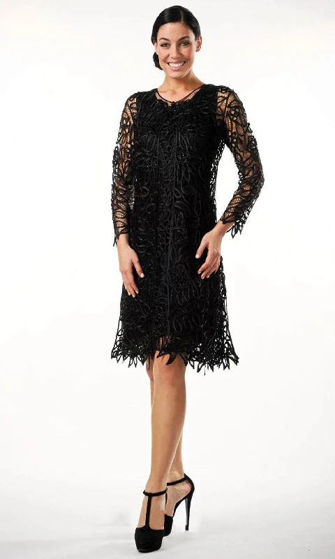 women's suit sets with lapel collarsSoulmates C88084 - Beaded Short Duster Dress Set