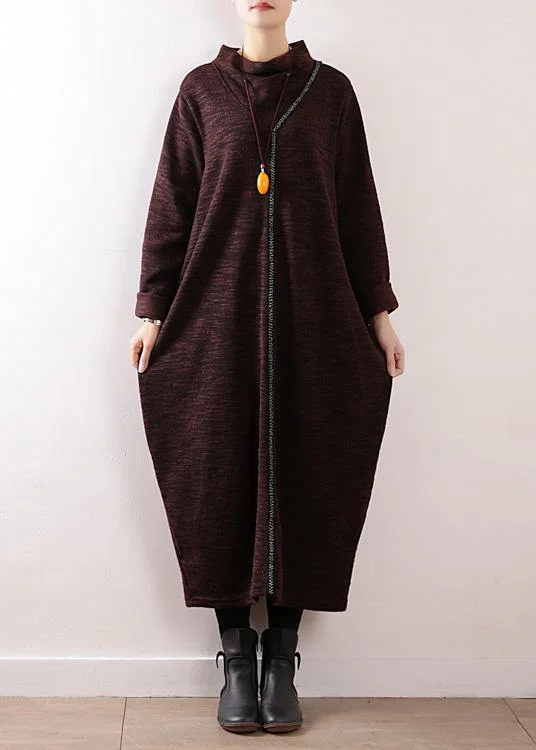 Vintage women's sweaterCozy high neck Sweater dress outfit Re fashion chocolate baggy knit fall