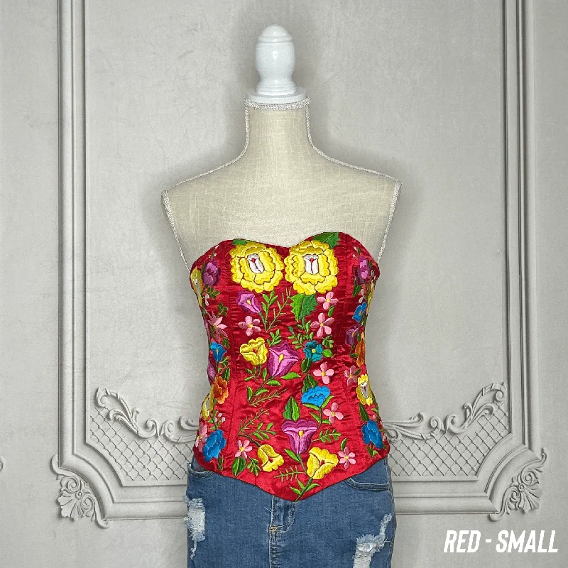 women's suit sets with stripesMexican Embroidered Corset