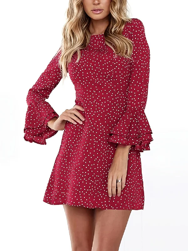Backless dresses for womenRound Neck Polka Dots Mini Bodycon Dress HB100073