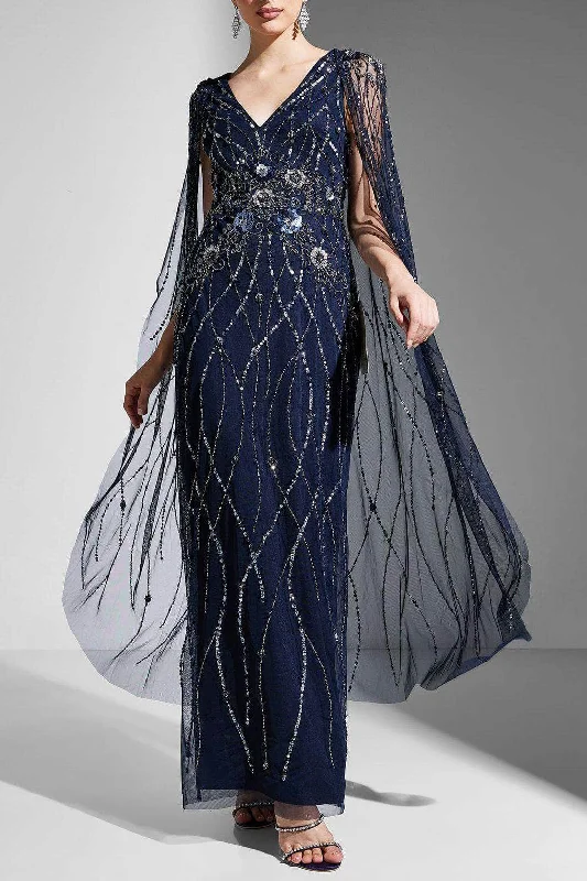 Solid color dresses for womenAdrianna Papell AP1E210623 - Sheer Long Cape Evening Dress