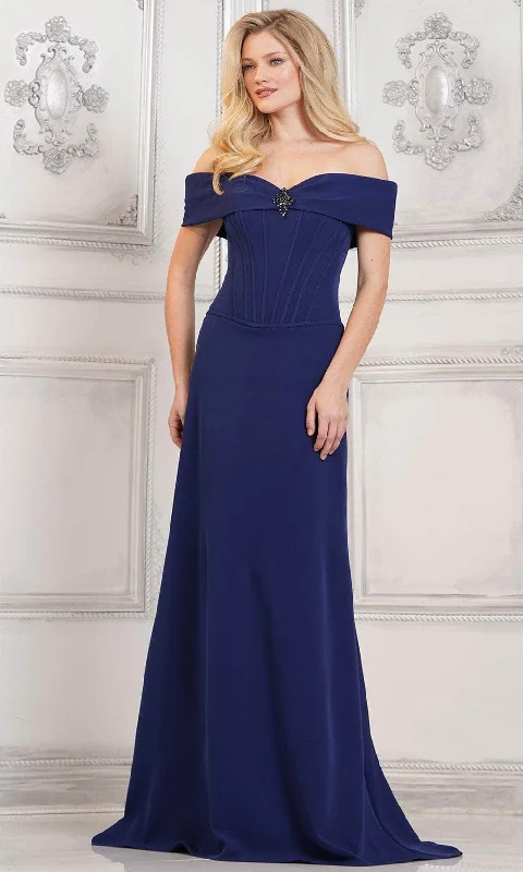 women's suit sets with single ventsRina di Montella RD3131 - Off Shoulder Corset Evening Gown
