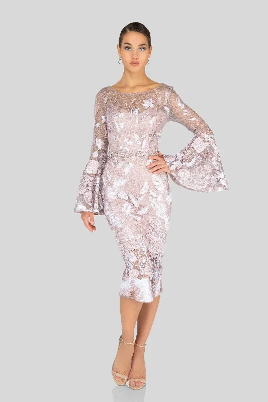 Sack dresses for womenTerani Couture - Long Bell Sleeve Embroidered Lace Dress 1913C9065