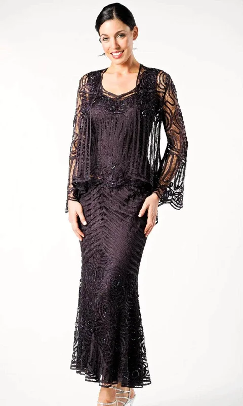 women's suit sets with coordinating topsSoulmates D7156 - Beaded Crochet Evening Dress Set
