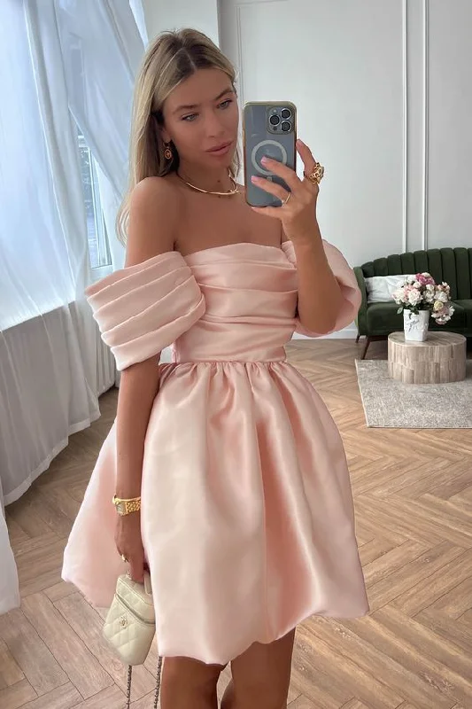 Strapless dresses for womenPuffy Skirt Mini Dress Ruffles Prom Dress Elegant Evening Dress