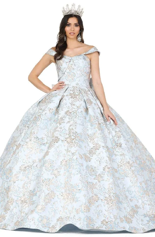 women's suit sets with loose-fitting bodiesDancing Queen - 1433 Off-Shoulder Gilt-Rosette Ballgown