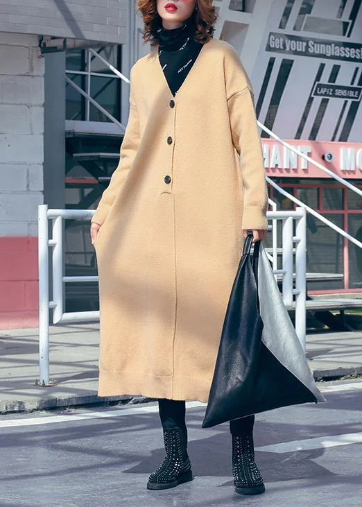 Travel women's sweaterWomen v neck side open Sweater outfits Classy khaki Hipster sweater dress