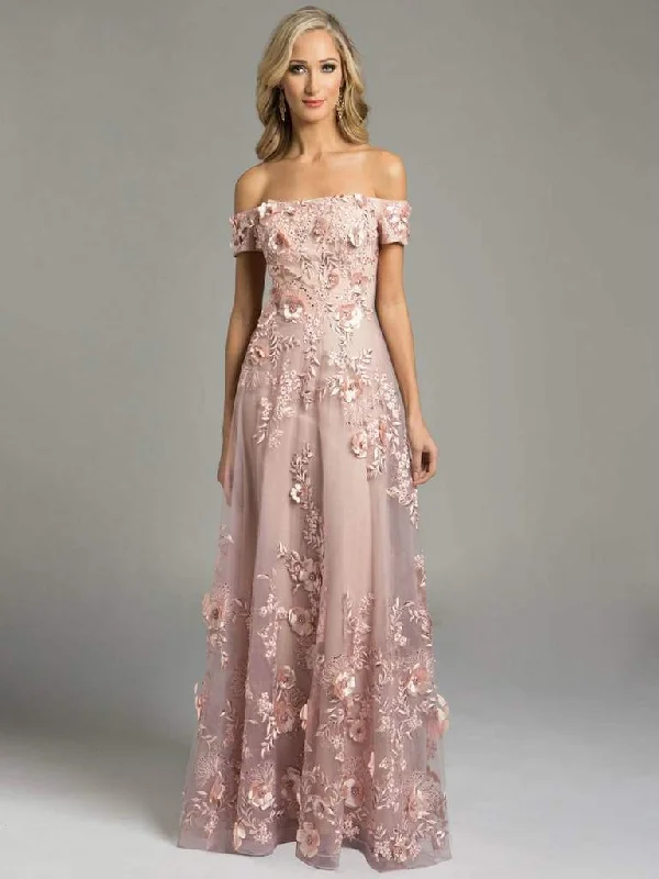 Little red dresses (LRDs) for womenLara Dresses - Charming Off The Shoulder Long Floral A-line Gown 33211 - 1 pc Dusty Rose in Size 16 Available