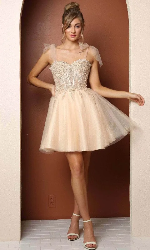 women's suit sets with metallic finishesNox Anabel F728 - Corset Bodice Cocktail Dress