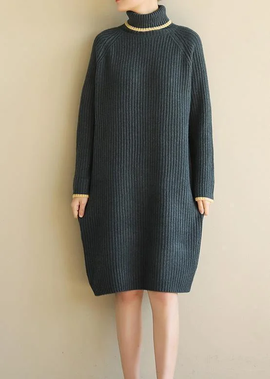 Maternity women's sweaterAesthetic  Sweater high lapel collar dresses Vintage army green daily knitwear