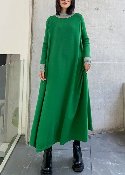 Sage green women's sweaterPullover green Sweater dresses plus size o neck Extra large hem DIY  sweater dresses