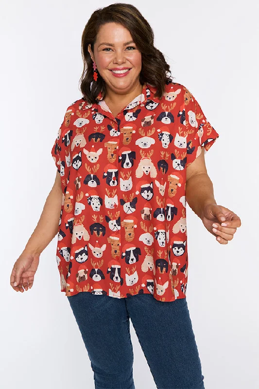 Metallic women's topsBelle Puppy Christmas Shirt