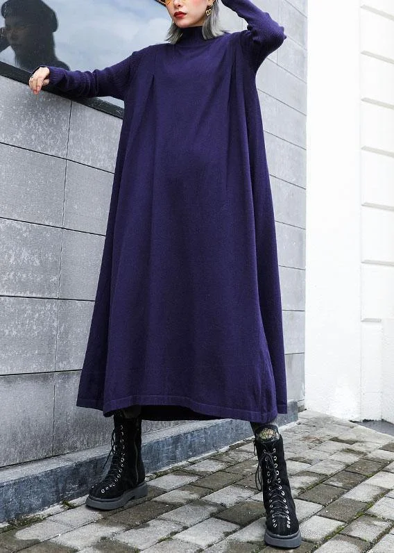 Transitional women's sweaterWomen loose hem Sweater dress outfit Vintage blue Fuzzy knit top fall