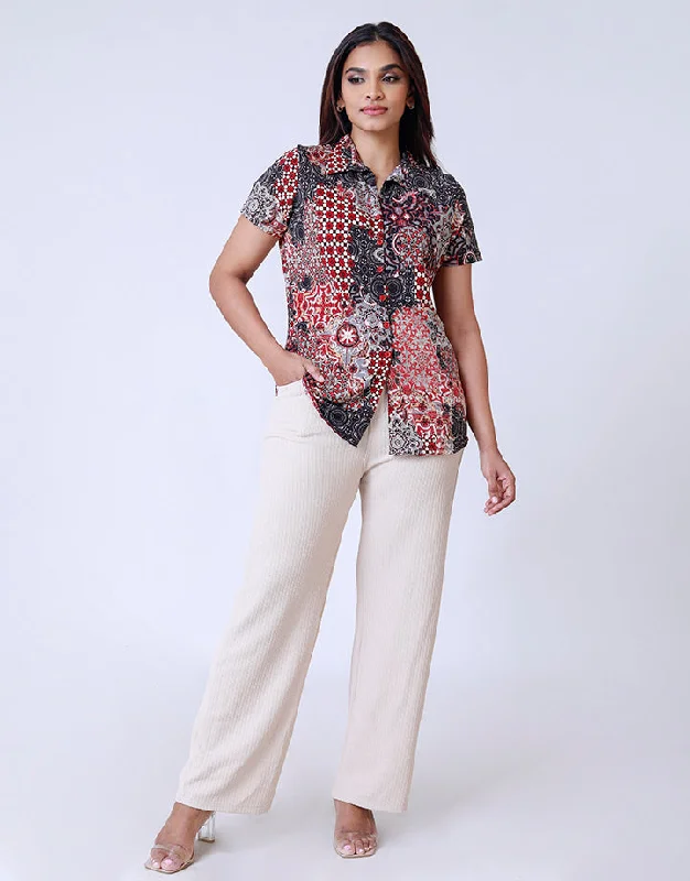 Autumn women's topsFloral Printed Ladies Shirt Blouse