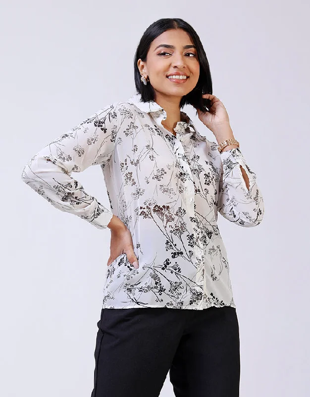 Travel women's topsPrinted Long Sleeves Shirt Blouse