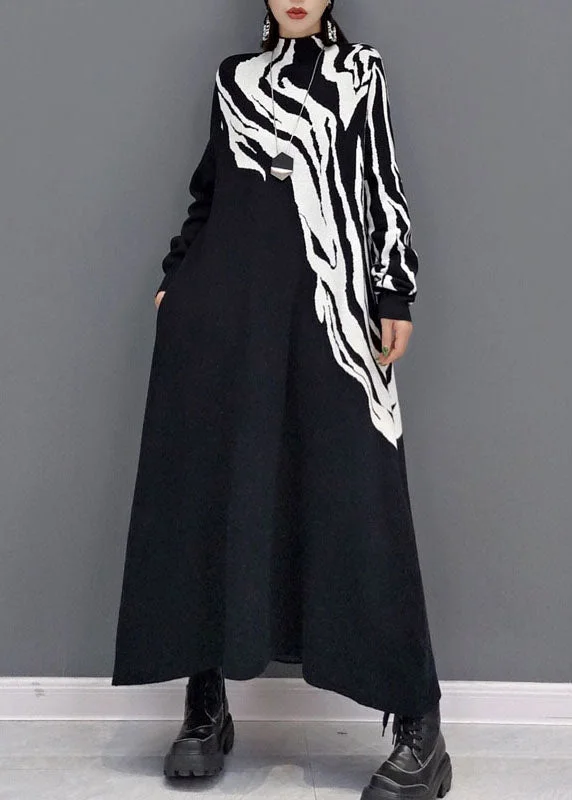 Limited edition women's sweaterClassy White Print Knit Sweater dresses Spring