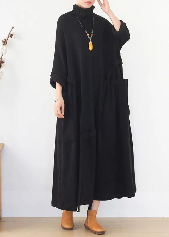 Loungewear women's sweaterChristmas black Sweater dress outfit DIY high neck Largo spring knitwear