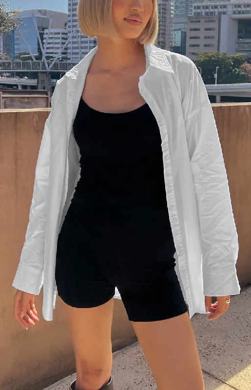 UV-protective women's topsIvaliah White Oversized Button Up Shirt