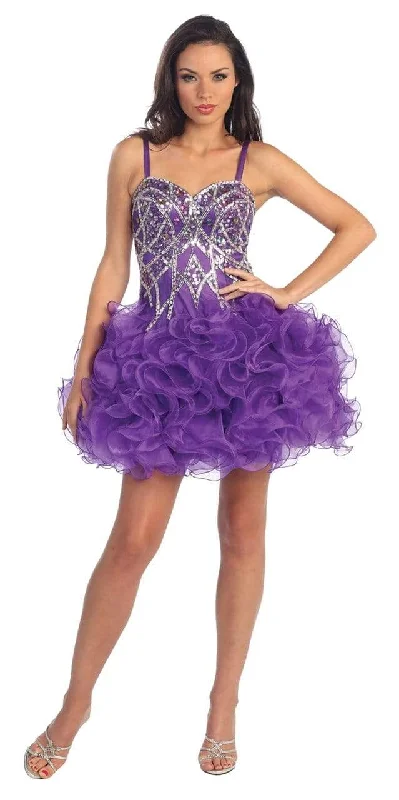 women's suit sets with machine-washable fabricsElizabeth K - GS1024 Organza Corset Style Ruffle Dress