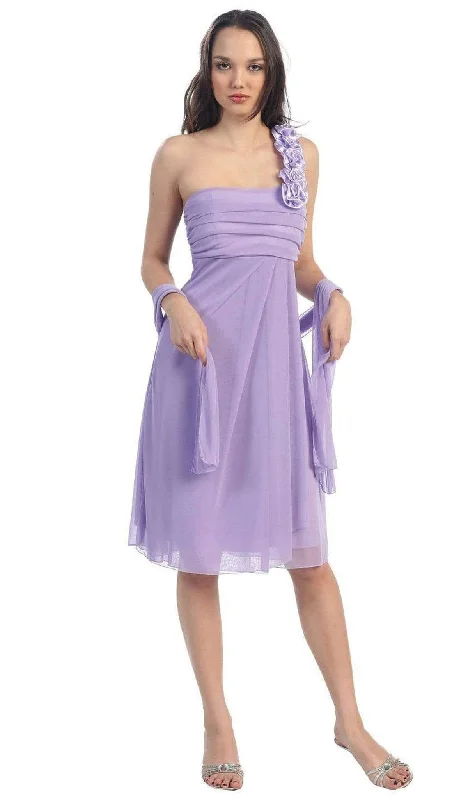 women's suit sets for autumnEureka Fashion - 1801 Rosette Strap Empire Waist Cocktail Dress