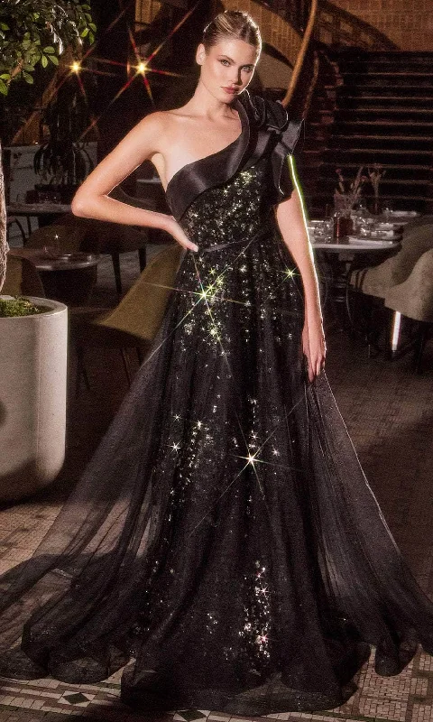 women's suit sets with cotton liningsLadivine CB157 - One-Shoulder Rosette Detailed Ball Gown
