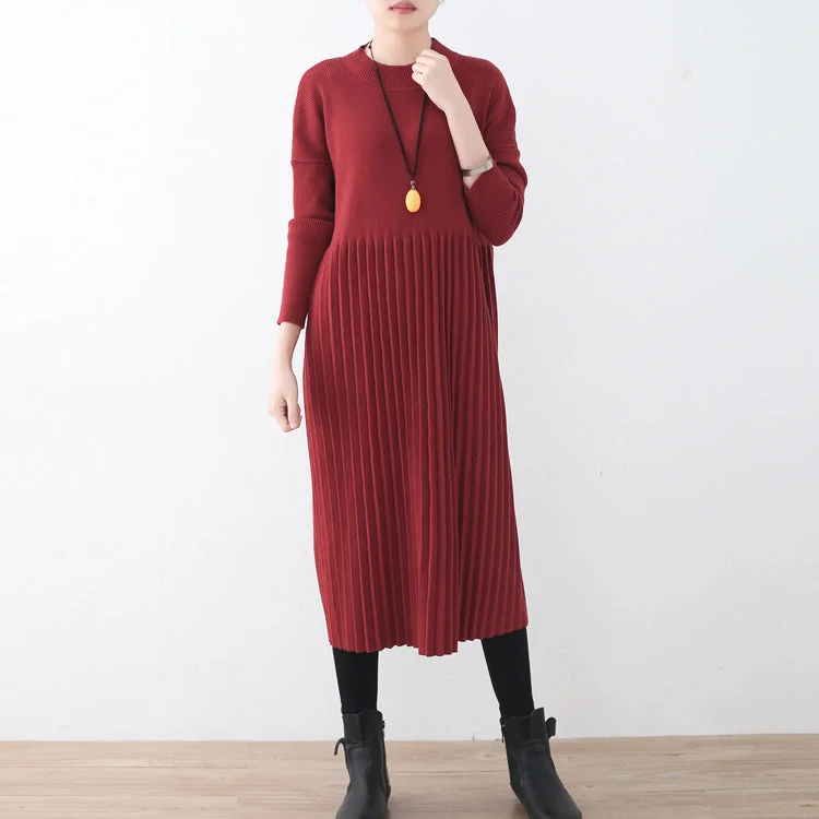 Tall women's sweaterwomen red long sweaters oversized o neck sweater fine Cinched fall dresses