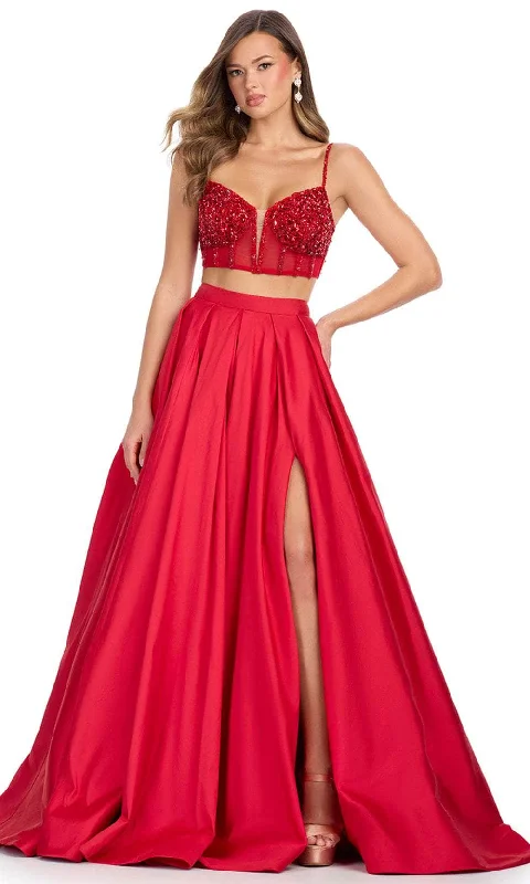 women's suit sets with cotton blendsAshley Lauren 11826 - Beaded Corset Taffeta Two-Piece Ball Gown