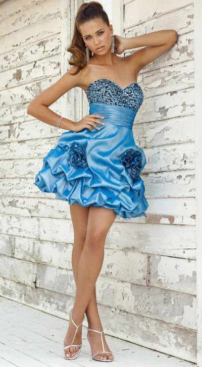 women's suit sets with A-line skirtsBlush by Alexia Designs - Beaded Rosette Taffeta Dress 9290