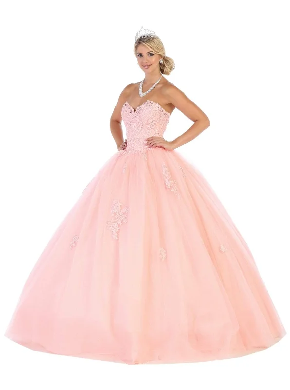 women's suit sets with relaxed fitsMay Queen - LK107 Strapless Scalloped Corset Appliqued Ballgown