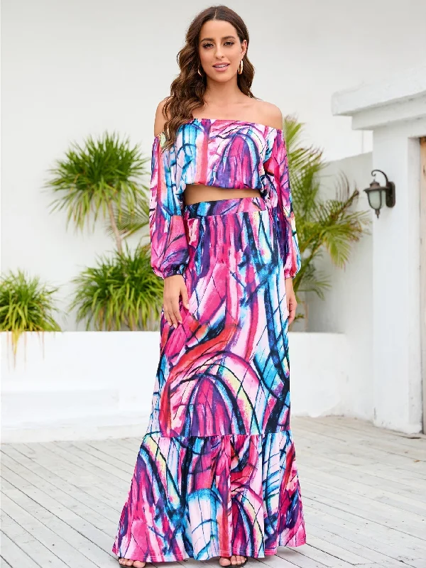 women's suit sets for interviewsKittenAlarm - 2pcs Off shoulder Long Sleeve Dress Sets