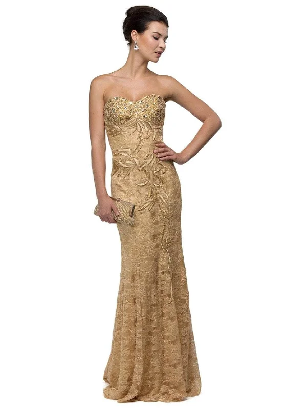 women's suit sets with peak lapelsDancing Queen 8872 Lace Embellished Sweetheart Corset Sheath Dress  - 1 Pc. Gold in size XS Available