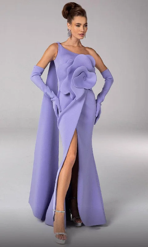 women's suit sets with cinched waistsMNM Couture F02826 - Oversized Rosette Evening Gown