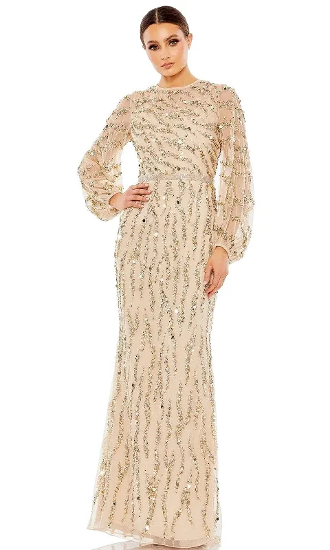 Midi dresses for womenMac Duggal 93789 - Modest Bedazzled Long Evening Dress