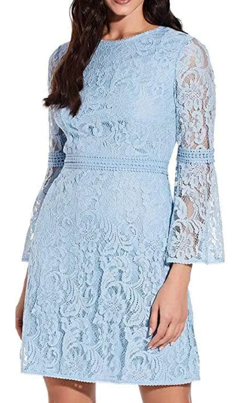 Linen dresses for summerAdrianna Papell AP1D103908 - Long Bell Sleeve Jewel Neck Casual Dress