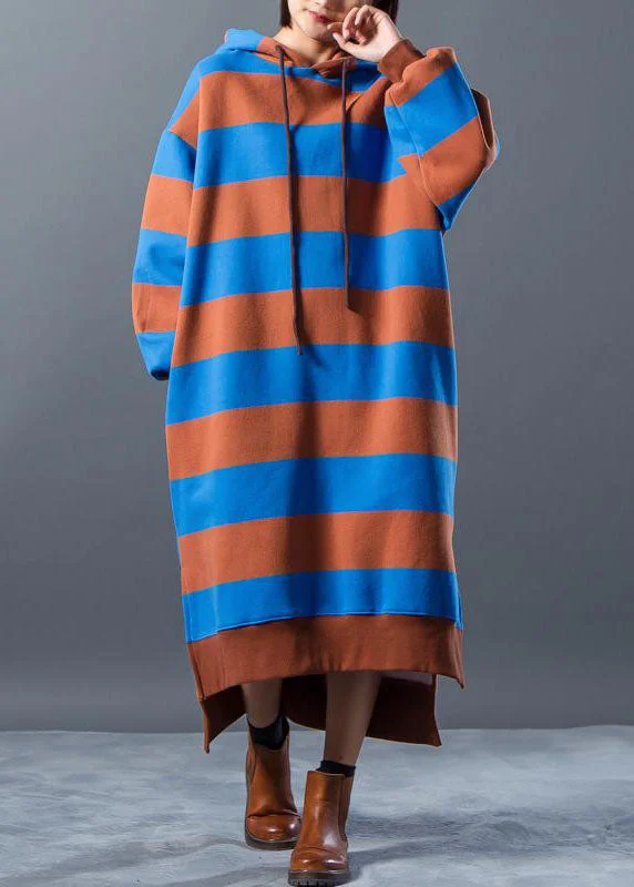 Luxury women's sweaterChic Sweater dresses Beautiful Hoodies Split Stripe Knitted Winter Dress