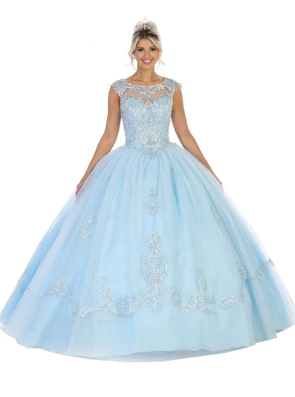 women's suit sets for petite sizesMay Queen - LK115 Cap Sleeve Beaded Lace Corset Ballgown