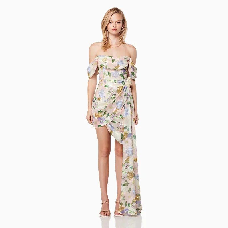 Plunging neckline dresses for womenOff Shoulder Floral Mini Dress KLYF1203