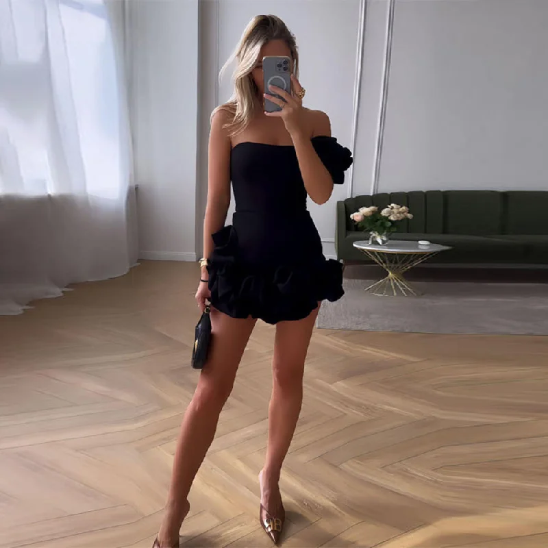 Layering dresses for versatile stylingOff Shoulder Distinctive Mini Dress ZNSBA993