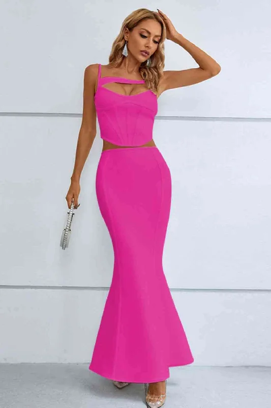 women's suit sets with machine-washable fabricsStarry Night Serenade Cutout Two-Piece Set