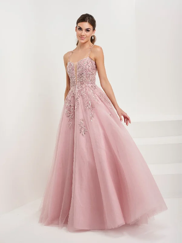women's suit sets with notched collarsFloral Applique Sleeveless Corset Gown by Tiffany Designs 16072