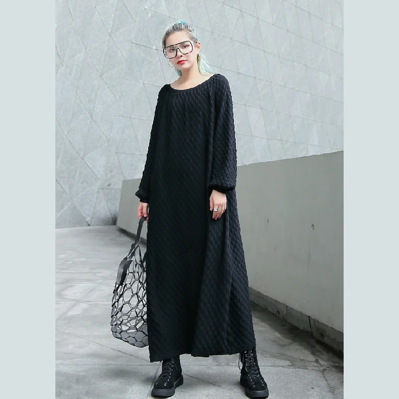 Crop top women's sweaterchunky black knit dress oversize O neck long knit sweaters boutique long sleeve long knit sweaters